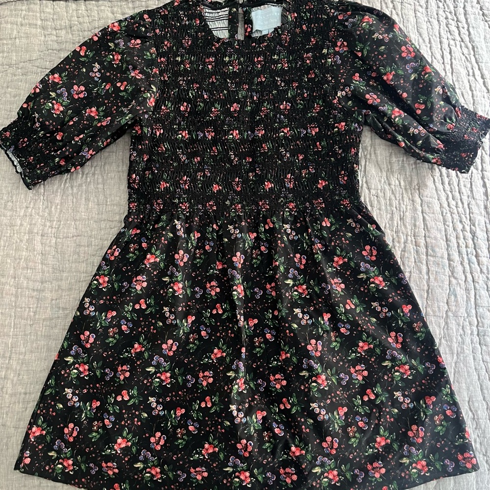 Hill House Black Floral Mini Dress
